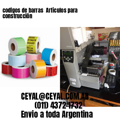 codigos de barras 	Artículos para construcción