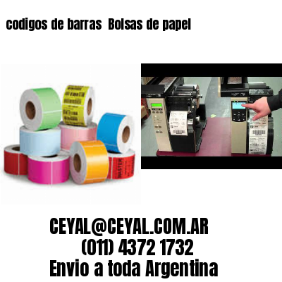 codigos de barras 	Bolsas de papel