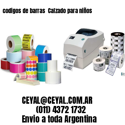 codigos de barras 	Calzado para niños