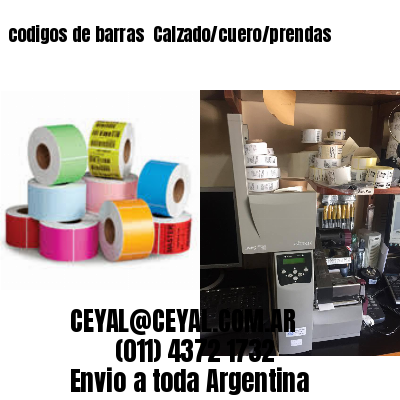 codigos de barras 	Calzado/cuero/prendas