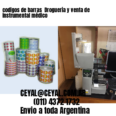 codigos de barras 	Droguería y venta de instrumental médico