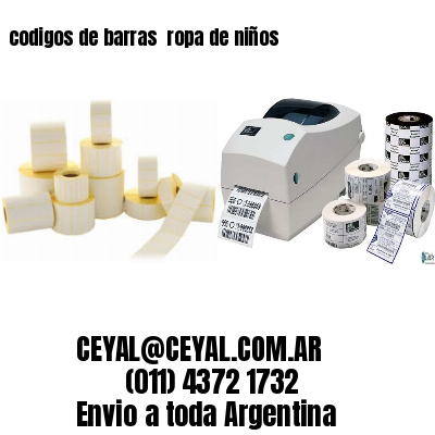 codigos de barras 	ropa de niños