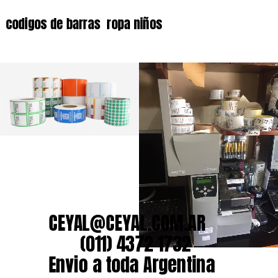 codigos de barras 	ropa niños