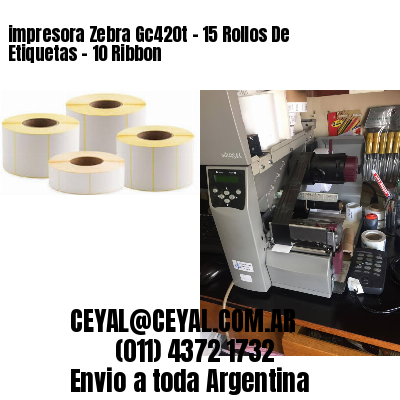 impresora Zebra Gc420t – 15 Rollos De Etiquetas – 10 Ribbon