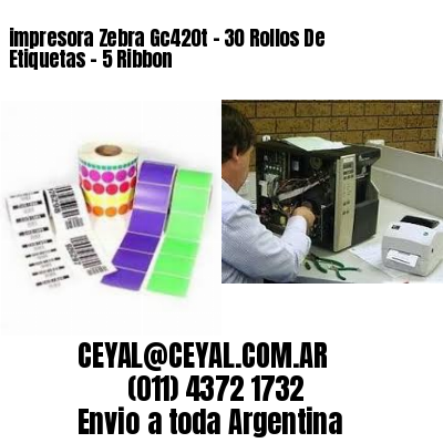 impresora Zebra Gc420t – 30 Rollos De Etiquetas – 5 Ribbon