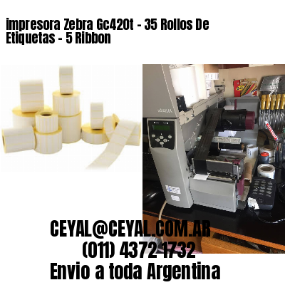 impresora Zebra Gc420t – 35 Rollos De Etiquetas – 5 Ribbon