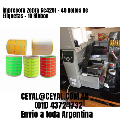 impresora Zebra Gc420t – 40 Rollos De Etiquetas – 10 Ribbon