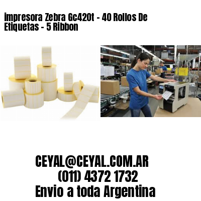 impresora Zebra Gc420t – 40 Rollos De Etiquetas – 5 Ribbon