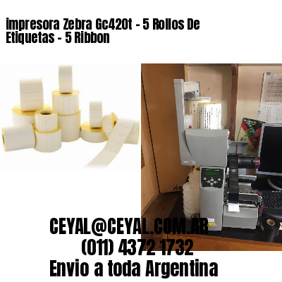 impresora Zebra Gc420t – 5 Rollos De Etiquetas – 5 Ribbon