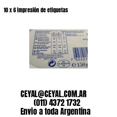 10 x 6 impresión de etiquetas