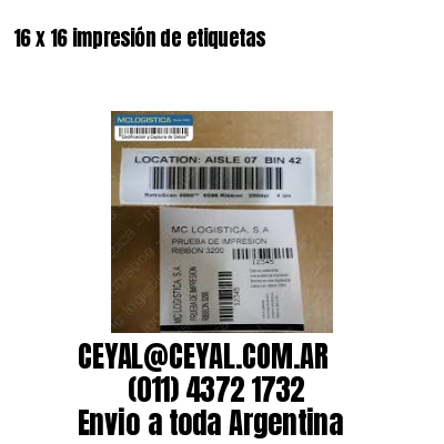 16 x 16 impresión de etiquetas