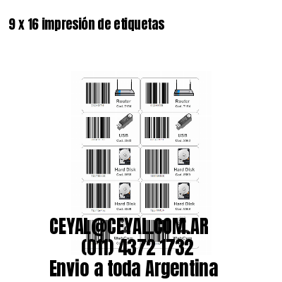 9 x 16 impresión de etiquetas