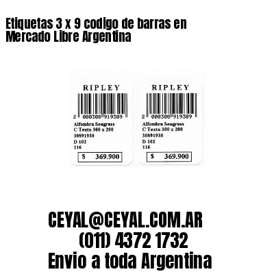 Etiquetas 3 x 9 codigo de barras en Mercado Libre Argentina