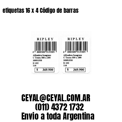 etiquetas 16 x 4 Código de barras