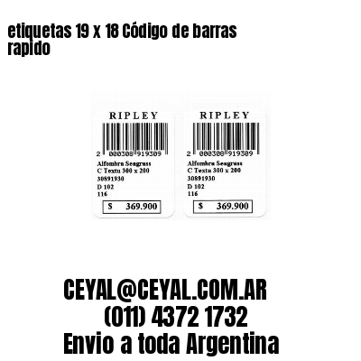 etiquetas 19 x 18 Código de barras rapido