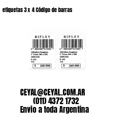 etiquetas 3 x 4 Código de barras