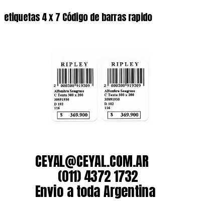 etiquetas 4 x 7 Código de barras rapido