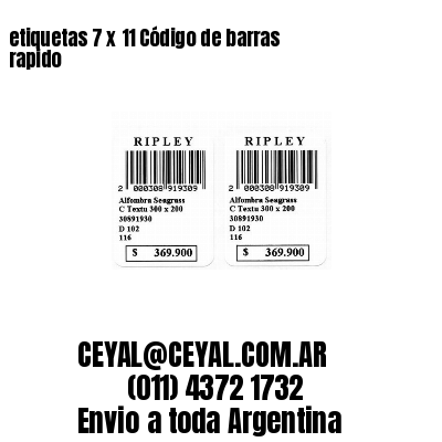 etiquetas 7 x 11 Código de barras rapido