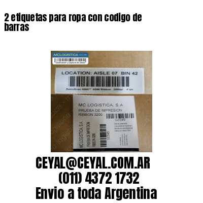 2 etiquetas para ropa con codigo de barras