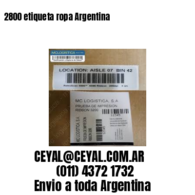 2800 etiqueta ropa Argentina