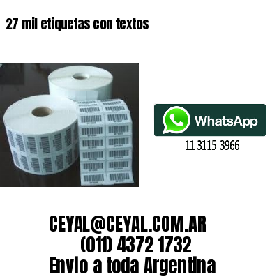 27 mil etiquetas con textos