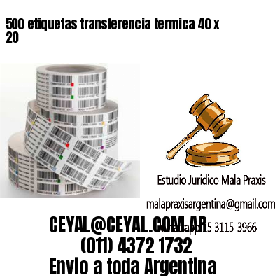 500 etiquetas transferencia termica 40 x 20