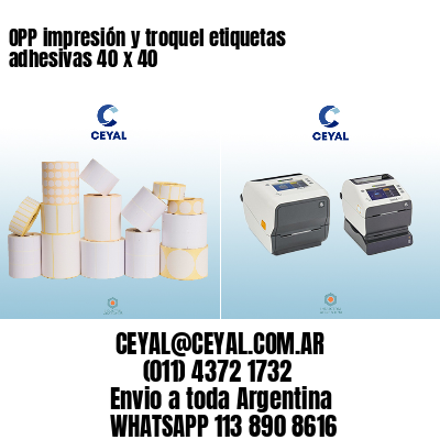 OPP impresión y troquel etiquetas adhesivas 40 x 40