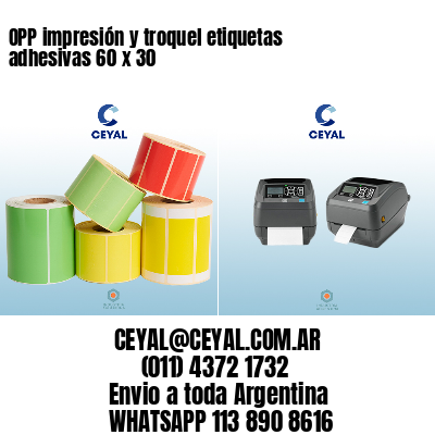 OPP impresión y troquel etiquetas adhesivas 60 x 30