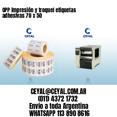 OPP impresión y troquel etiquetas adhesivas 70 x 50