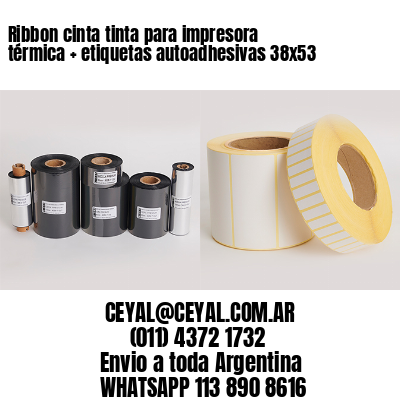 Ribbon cinta tinta para impresora térmica + etiquetas autoadhesivas 38×53