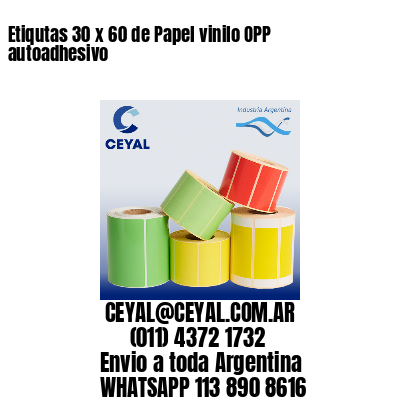 Etiqutas 30 x 60 de Papel vinilo OPP autoadhesivo