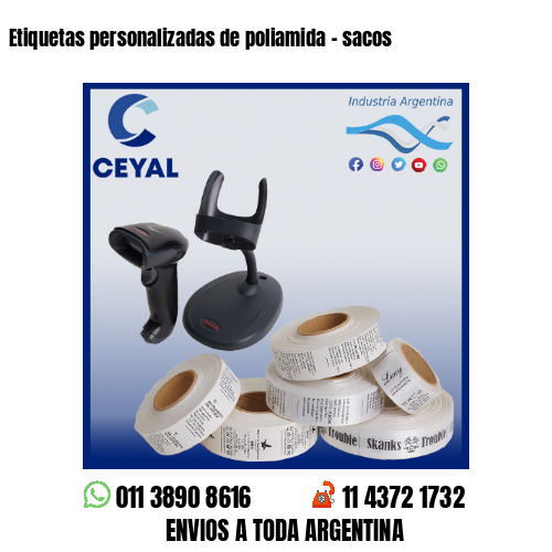 Etiquetas personalizadas de poliamida – sacos