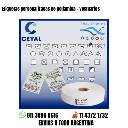 Etiquetas personalizadas de poliamida – vestuarios