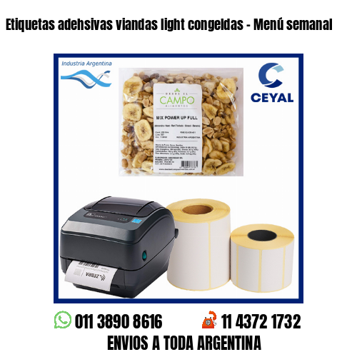 Etiquetas adehsivas viandas light congeldas - Menú semanal