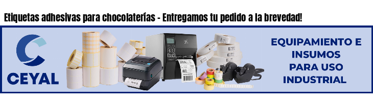 Etiquetas adhesivas para chocolaterías - Entregamos tu pedido a la brevedad!