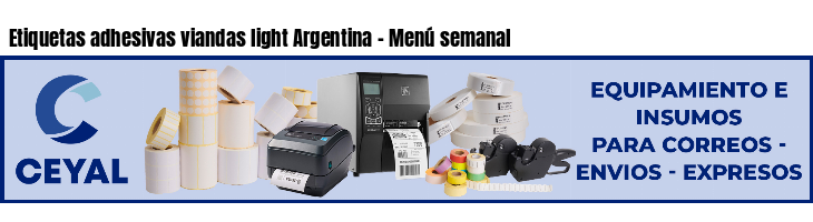 Etiquetas adhesivas viandas light Argentina - Menú semanal