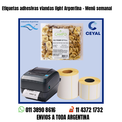 Etiquetas adhesivas viandas light Argentina – Menú semanal