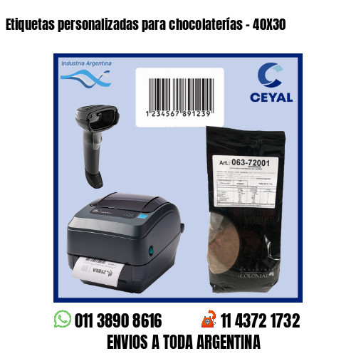 Etiquetas personalizadas para chocolaterías – 40X30
