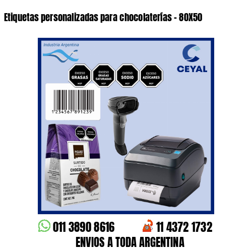 Etiquetas personalizadas para chocolaterías – 80X50