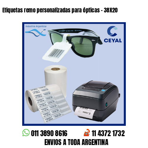 Etiquetas remo personalizadas para ópticas – 38X20