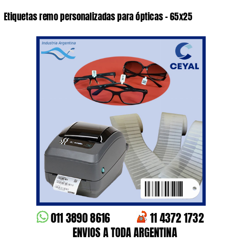 Etiquetas remo personalizadas para ópticas – 65×25