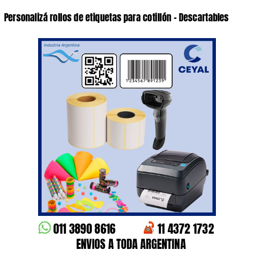 Personalizá rollos de etiquetas para cotillón – Descartables