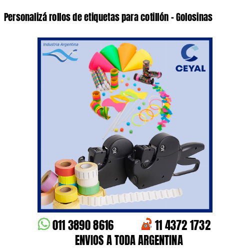 Personalizá rollos de etiquetas para cotillón – Golosinas