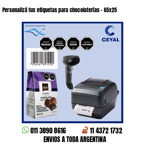 Personalizá tus etiquetas para chocolaterías – 65×25