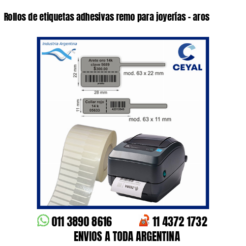 Rollos de etiquetas adhesivas remo para joyerías – aros
