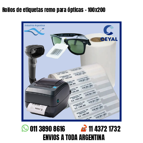 Rollos de etiquetas remo para ópticas – 100×200