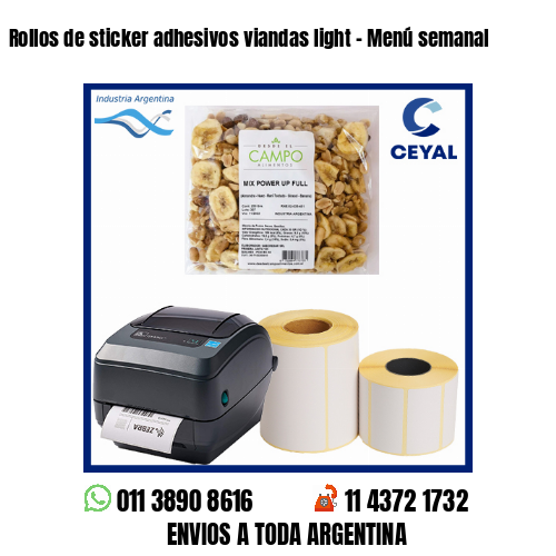 Rollos de sticker adhesivos viandas light – Menú semanal