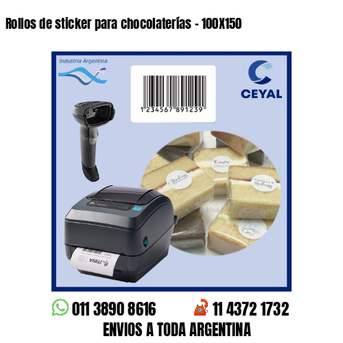 Rollos de sticker para chocolaterías – 100X150
