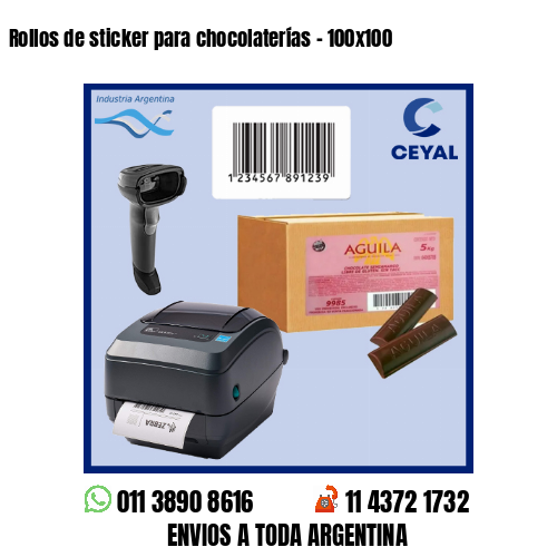 Rollos de sticker para chocolaterías – 100×100