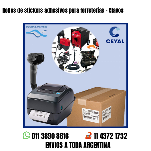 Rollos de stickers adhesivos para ferreterías – Clavos